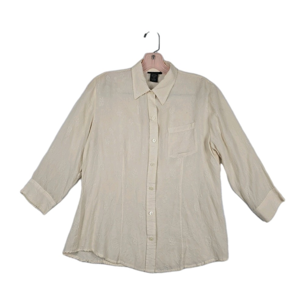 Anne Carson‎ Vintage Women's Size Small Silk Ivory Button Up Shirt